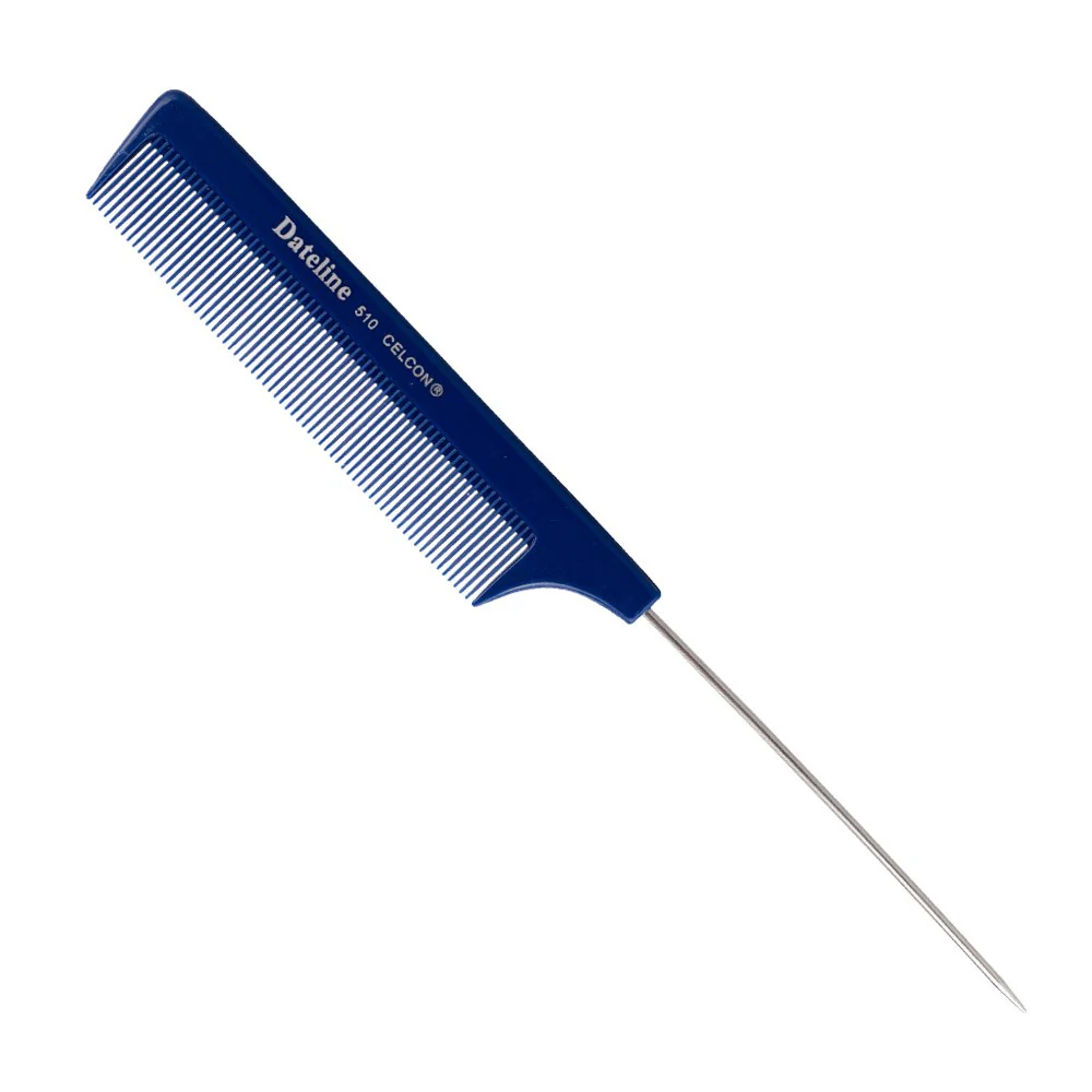 Dateline Professional Blue Celcon Tail Comb 8 510 - Stainless Steel Pin