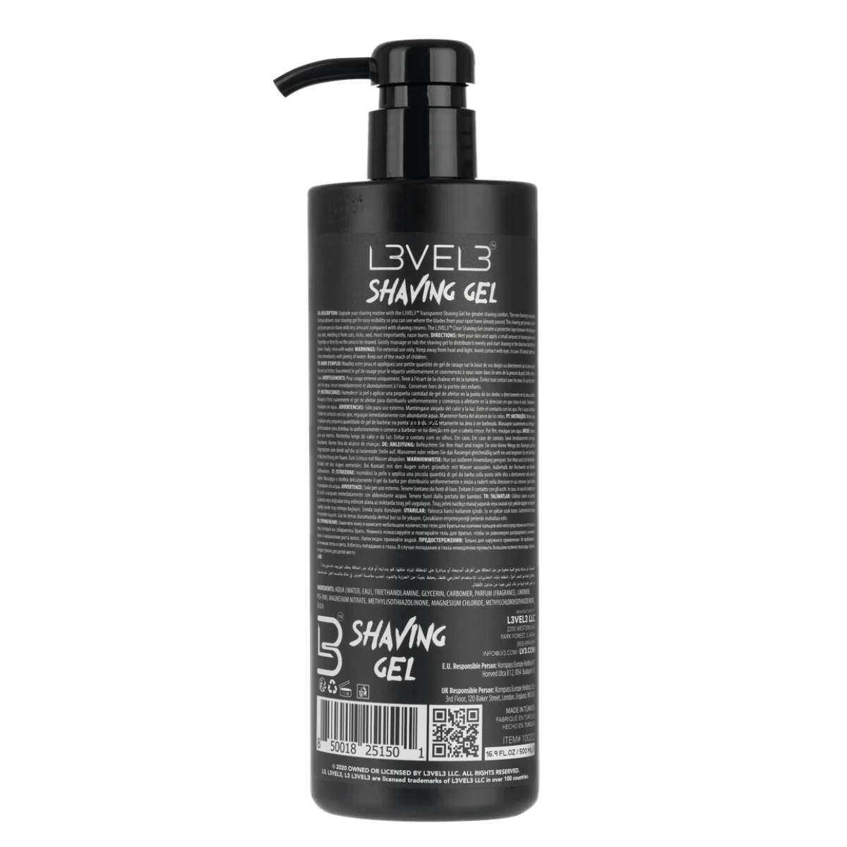 L3VEL3 Shaving Gel Ice - 500ml - Image 2