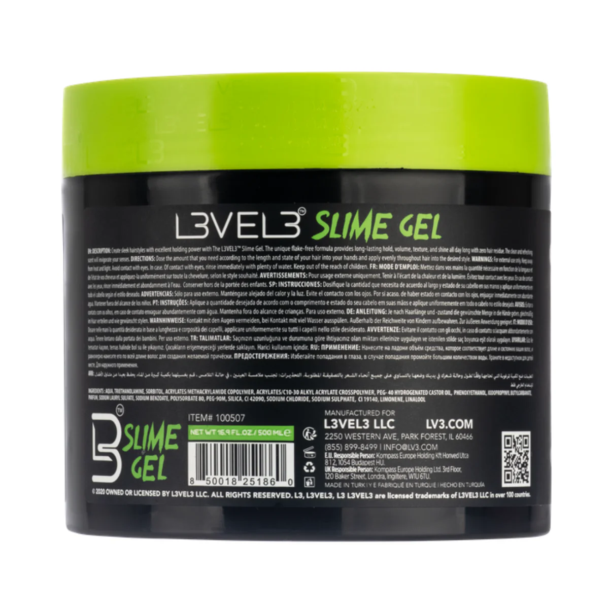 L3VEL3 Slime Super Strong Hair Gel - 500ml - Image 3