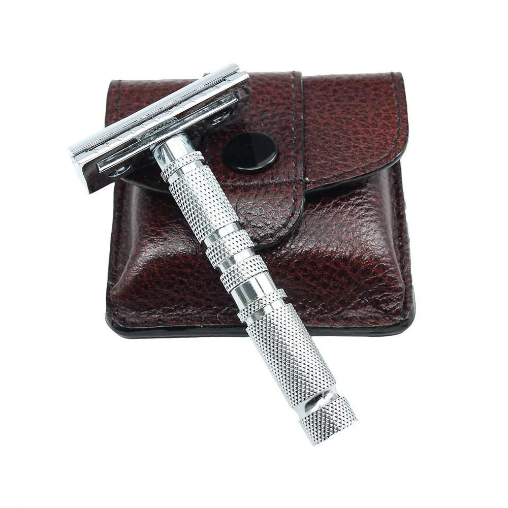Parker Travel Safety Razor With Leather Case - Image 3