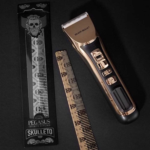 Pegasus Skulleto No 303 Silver Barber Tapered Comb - Image 3