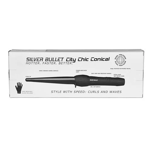 Silver Bullet City Chic Regular Ceramic Conical Curling Iron Black - 13mm-25mm - Image 3